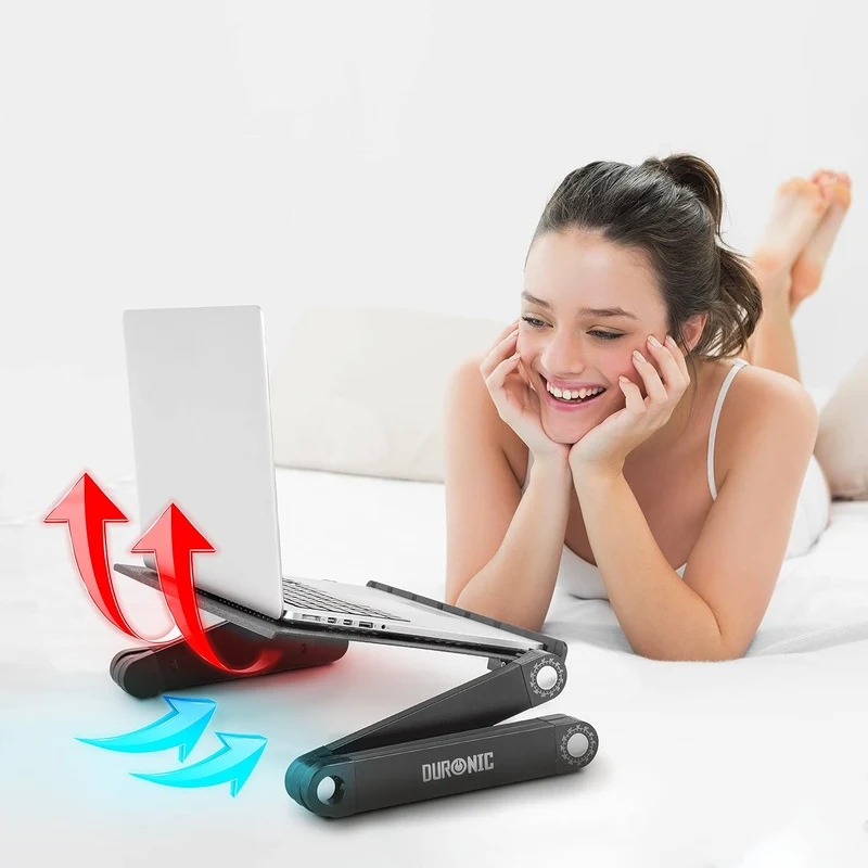Duronic DML121 Lapdesk | Klappbarer Laptoptisch 39 x 27cm | Höhenverstellbar bis 46cm | Laptopständer für die Couch | Schreibtischaufsatz für Steharbeitsplatz im Home Office | Belastbarkeit 10kg
