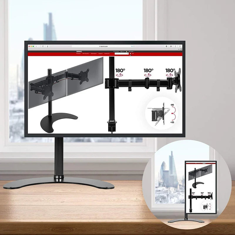 Duronic DM25D1 Monitor-Halterung 1 Monitor für 13-27 Zoll Flach & Curved Bildschirm-Halterung 8kg, Monitor Tischhalterung Höhenverstellbar Neigbar Schwenkbar Drehbar, Vesa halterung, Monitor-Arm