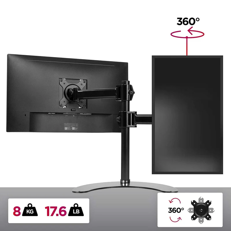 Duronic DM25D1 Monitor-Halterung 1 Monitor für 13-27 Zoll Flach & Curved Bildschirm-Halterung 8kg, Monitor Tischhalterung Höhenverstellbar Neigbar Schwenkbar Drehbar, Vesa halterung, Monitor-Arm