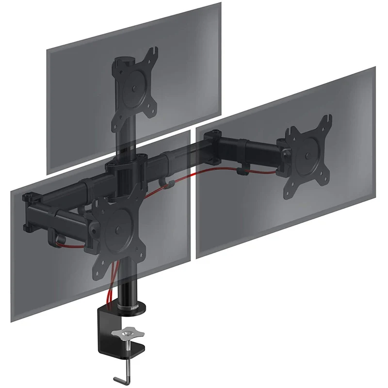 Duronic DM253 Monitor-Halterung 3 Monitore für 13-27 Zoll Flach & Curved Bildschirm-Halterung 8kg, Monitor Tischhalterung Höhenverstellbar Neigbar Schwenkbar Drehbar, Vesa halterung, Monitor-Arm