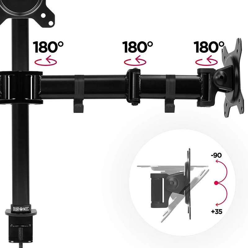 Duronic DM253 Monitor-Halterung 3 Monitore für 13-27 Zoll Flach & Curved Bildschirm-Halterung 8kg, Monitor Tischhalterung Höhenverstellbar Neigbar Schwenkbar Drehbar, Vesa halterung, Monitor-Arm