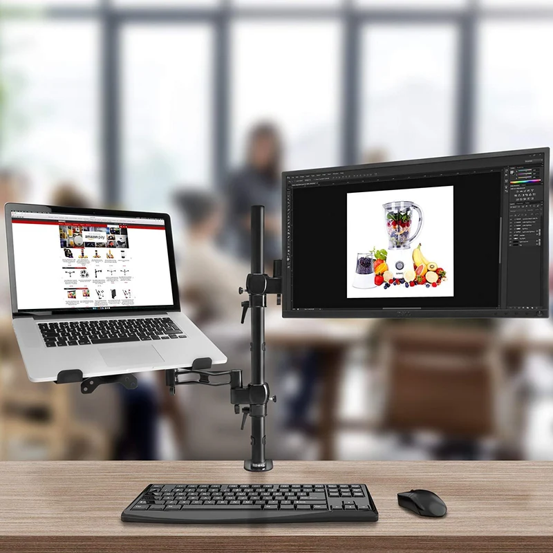 Duronic DM35L1X1 Monitorhalterung | Tischhalterung | Plattform für PC und Laptop | Monitorarm in jede Richtung einstellbar | 13-27 Zoll | Universell kompatibel mit VESA 75 * 100-Bildschirmen