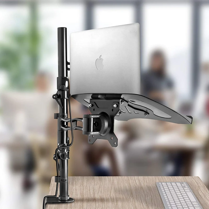 Duronic DM35L1X1 Monitorhalterung | Tischhalterung | Plattform für PC und Laptop | Monitorarm in jede Richtung einstellbar | 13-27 Zoll | Universell kompatibel mit VESA 75 * 100-Bildschirmen