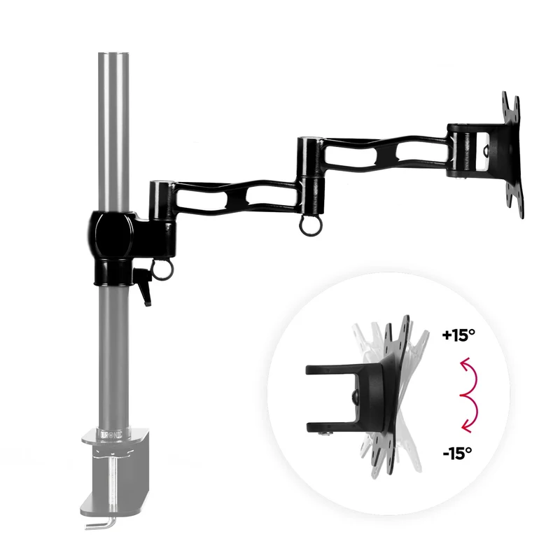 Duronic DML5 BK Monitorarm | Erweiterung für Monitor Halterung | Geeignet für Bildschirme bis 27 Zoll | Tragfähigkeit 8 kg | Zusatzarm mit VESA Halterung für Monitorständer | Aluminium