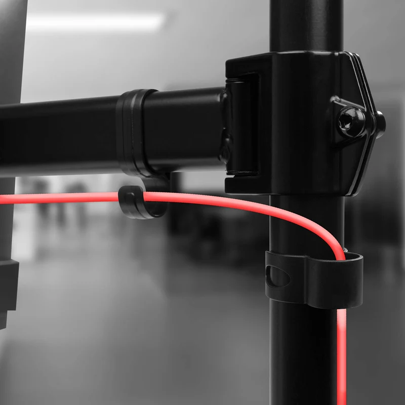 Duronic DM35D2 Monitorhalterung | Freistehender Monitorarm für 2 Monitore | Aluminium | LCD OLED Display bis 27 Zoll | VESA 75/100 | Neigungswinkel (-)15° | 180° Schwenkbar | Drehbar um 360°