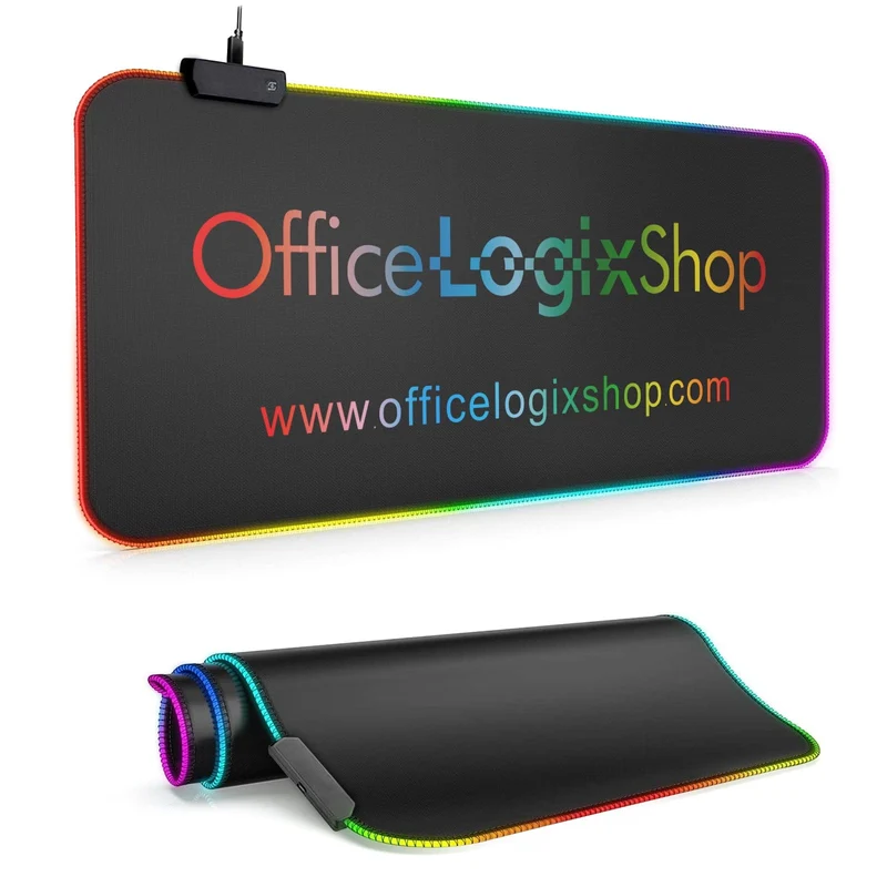 Large RGB LED Mouse Pad - Illuminated Gaming Mat for Precision and Style (Officelogix Logo, Large)