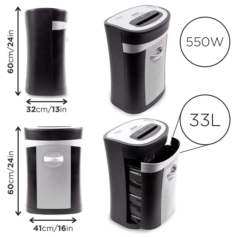 Duronic PS591 Aktenvernichter | 20 Blatt Partikelschnitt P2 | 33 Liter Papierkorb | Kreuzschnitt Schredder für Datenschutz | Zerkleinerer für Kreditkarten und CD | Reisswolf mit Start-Stopp-Automatik