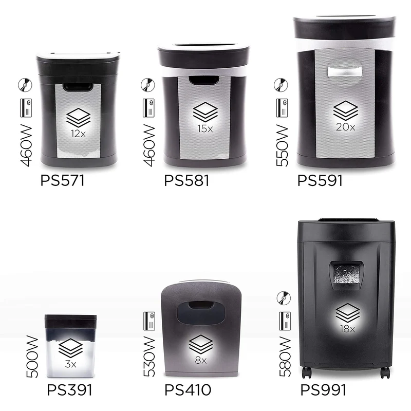 Duronic PS591 Aktenvernichter | 20 Blatt Partikelschnitt P2 | 33 Liter Papierkorb | Kreuzschnitt Schredder für Datenschutz | Zerkleinerer für Kreditkarten und CD | Reisswolf mit Start-Stopp-Automatik