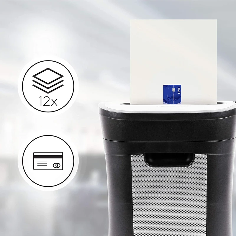 Duronic PS571 Aktenvernichter | 12 Blatt Partikelschnitt P4 | 19 Liter Papierkorb | Kreuzschnitt Schredder für mehr Datenschutz | Zerkleinerer für Kreditkarten | Reisswolf mit Start-Stopp-Automatik