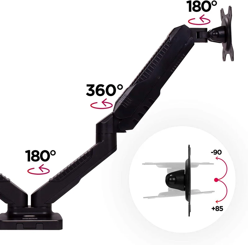 Duronic DMDCL1X1 Laptop- und Monitorhalterung | Ideal für Home Office | Monitor bis 27 Zoll | Display und Notebook bis 6,5 kg | Höhenverstellbar mit Gasdruckfeder | Pivot 360° | Bildschirm neigbar