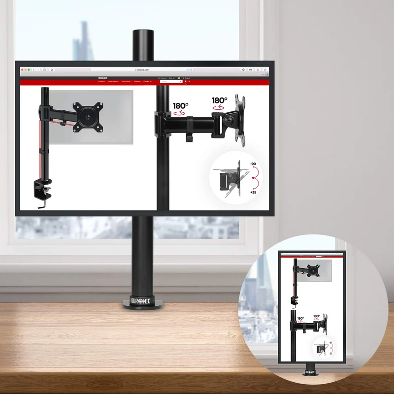 Duronic DM151X1 Monitor-Halterung 1 Monitor für 13-27 Zoll Flach & Curved Bildschirm-Halterung 8kg, Monitor Tischhalterung Höhenverstellbar Neigbar Schwenkbar Drehbar, Vesa halterung, Monitor-Arm