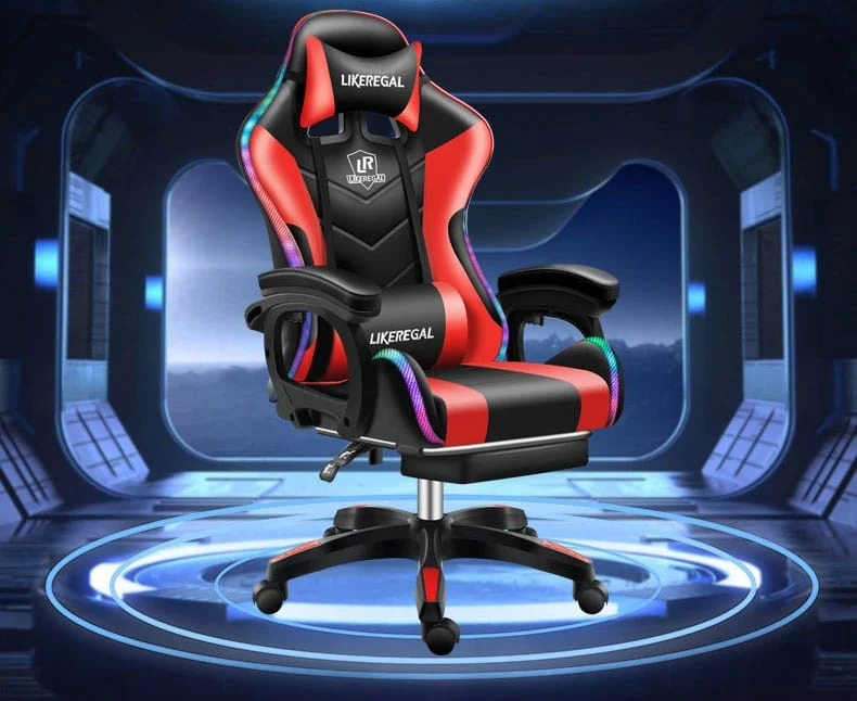 Gaming Chair with Light and Massage Lumbar support (New)