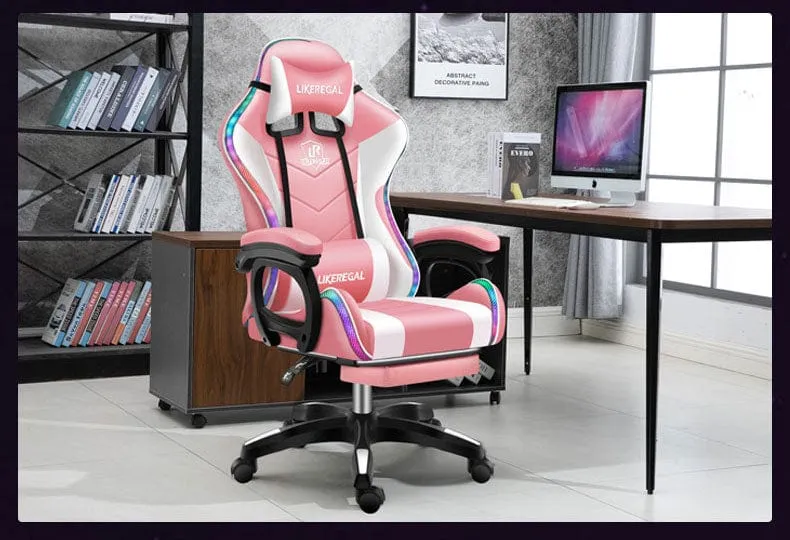 Gaming Chair with Light and Massage Lumbar support (New)