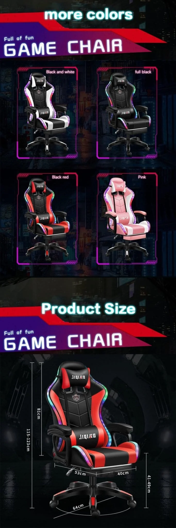 Gaming Chair with Light and Massage Lumbar support (New)