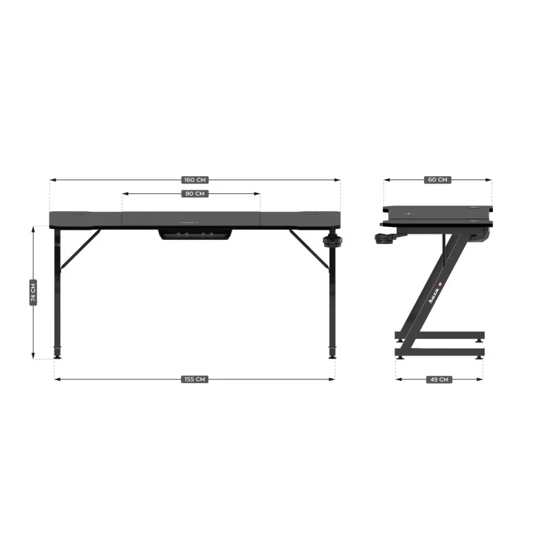 Gaming-Schreibtisch Huzaro Hero 4.8 Black 160 cm