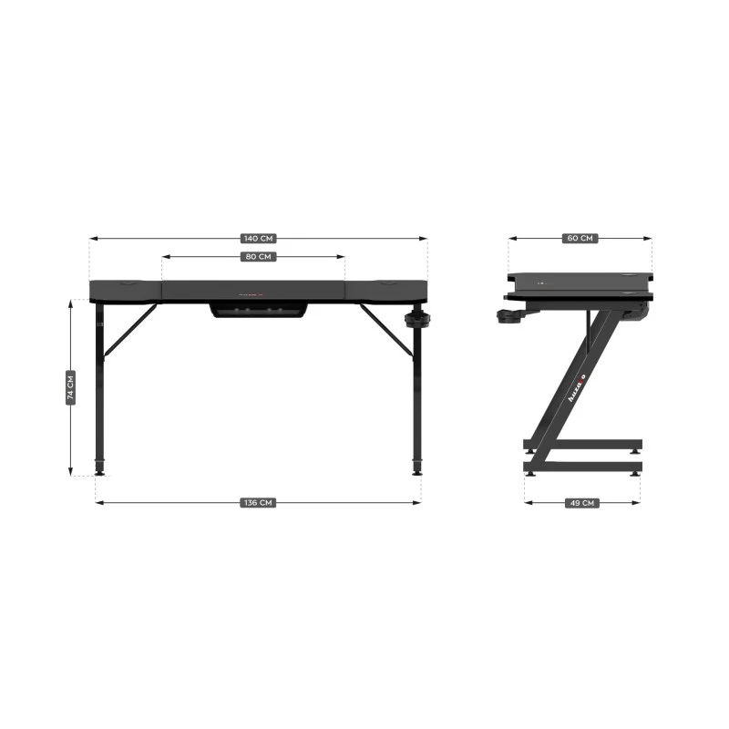 Gaming-Schreibtisch Huzaro Hero 3.3 Black 140 cm
