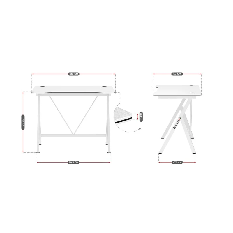 Gaming-Schreibtisch Huzaro Hero 1.4 White 100 cm