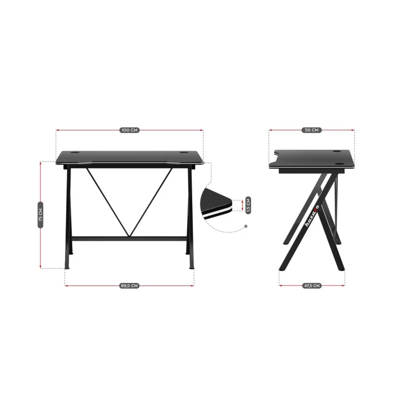 Gaming-Schreibtisch Huzaro Hero 1.4 Black 100 cm