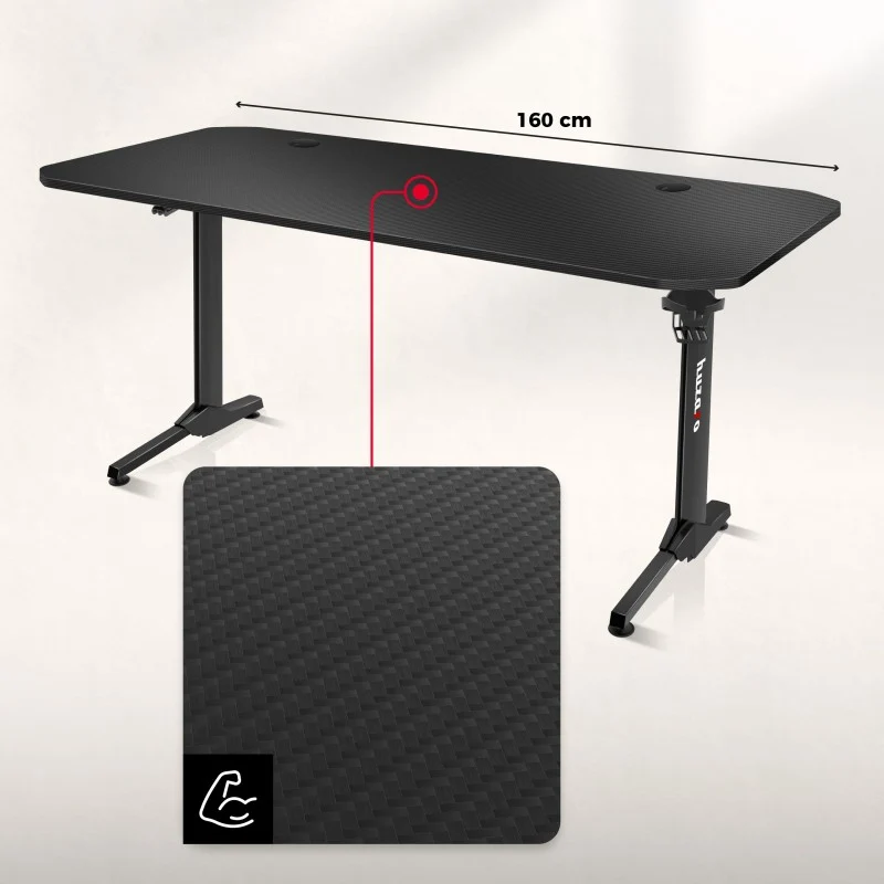 Gaming-Schreibtisch Huzaro Hero 4.7 Black 160 cm