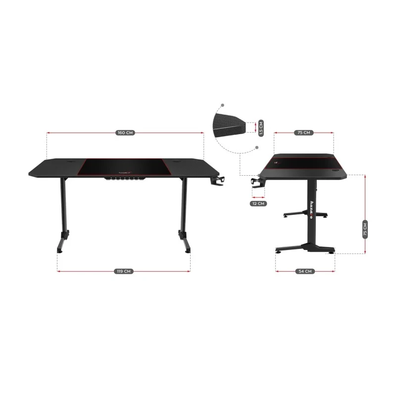 Gaming-Schreibtisch Huzaro Hero 4.7 Black 160 cm