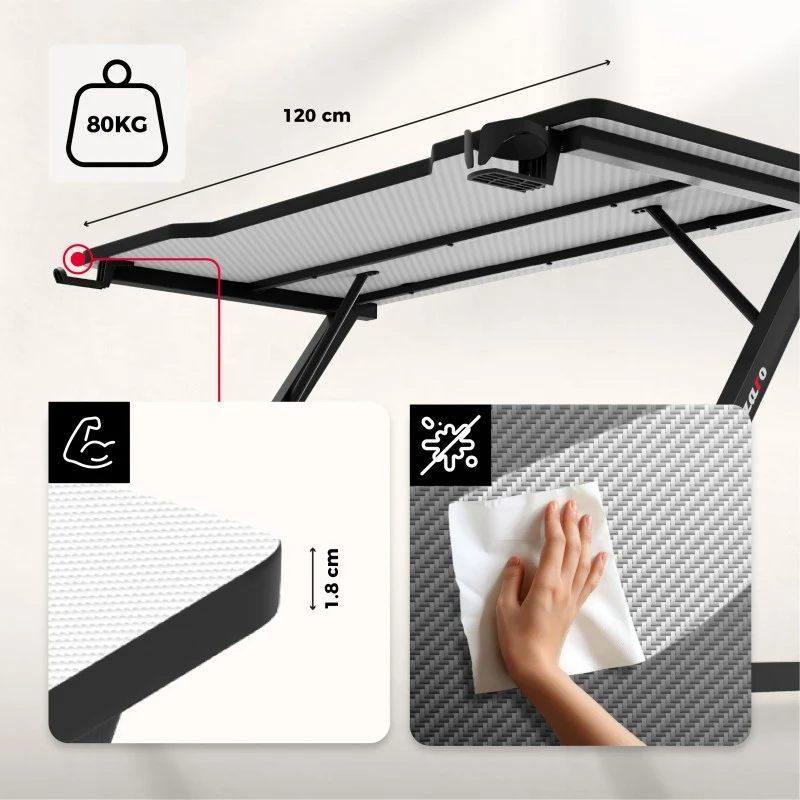 Huzaro Hero 2.5 White Gaming-Schreibtisch 120 cm