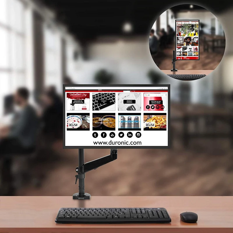 Duronic DMG51X2 Monitorhalterung | Tischhalterung | Standfuß | Gasspannungsregeleung | Höhenverstellbar | 15-27 Zoll | für einen LCD/LED Monitor | Neig, Schwenk und Rotierfunktion