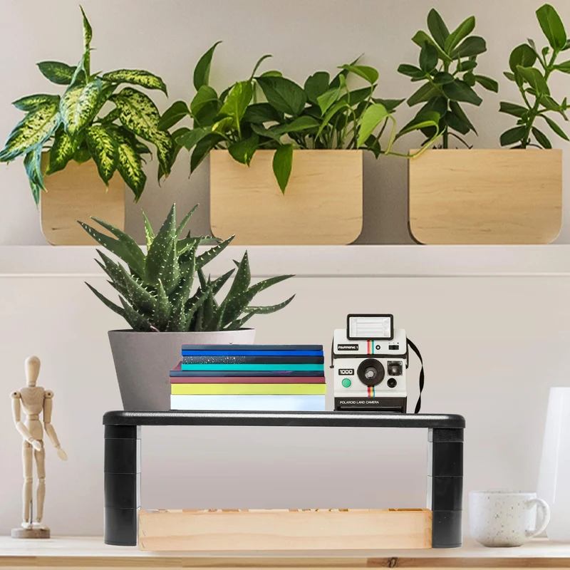 Duronic DM055 Monitorständer | 40 x 28 cm Fläche | Bis 10 kg | 4 bis 15 cm höhenverstellbar | Bildschirmständer mit Handyhalterung | Schreibtischaufsatz Monitor und Laptop | Bildschirmerhöhung LCD LED