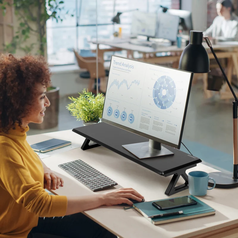 Duronic DM06-2 BK Monitorständer, 82 x 30 cm Fläche, Bis 10kg, 16cm Höhe, Ergonomischer Bildschirmständer Schreibtisch, Schreibtischaufsatz Monitor und Laptop, Bildschirmerhöhung LCD LED OLED TV