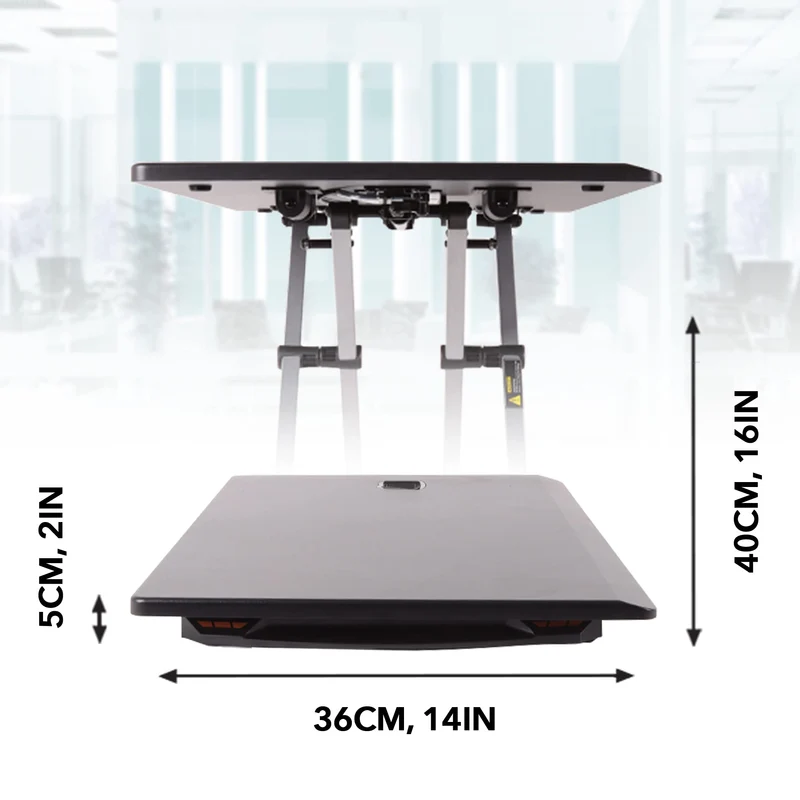 Duronic DM05D11BK Computertisch | Workstation 74 x 43 cm | Schreibtischaufsatz höhenverstellbar 5 - 40 cm | Stehpult für PC und Laptop | Sitzsteh Schreibtisch bis 8 kg | Steharbeitsplatz im HomeOffice