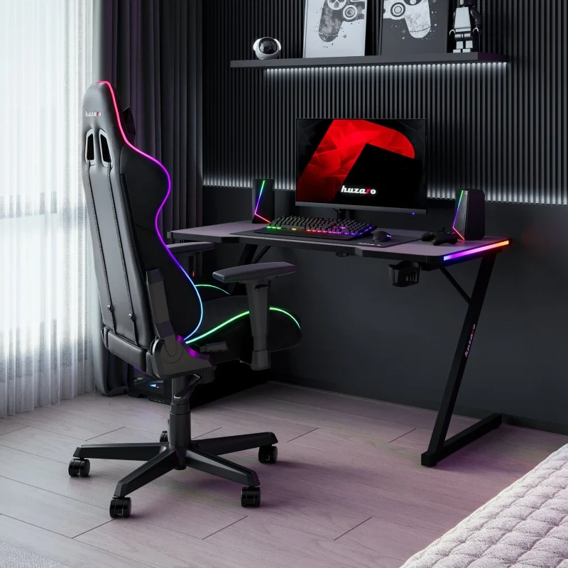 Gaming-Schreibtisch Huzaro Hero 2.5 RGB LED Schwarz 120 cm