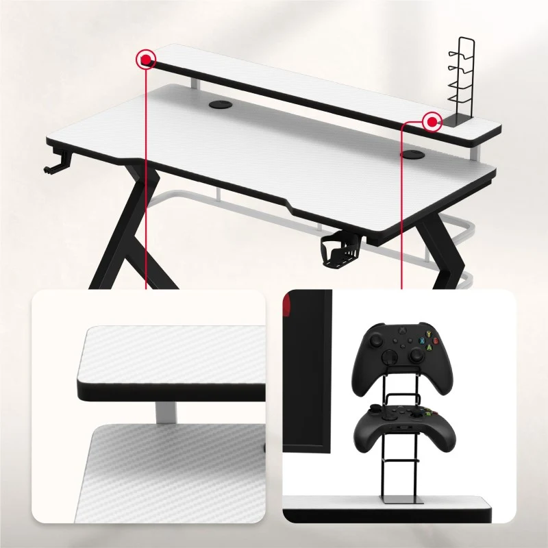 Gaming-Schreibtisch Huzaro Hero 5.0 Weiß 120 cm