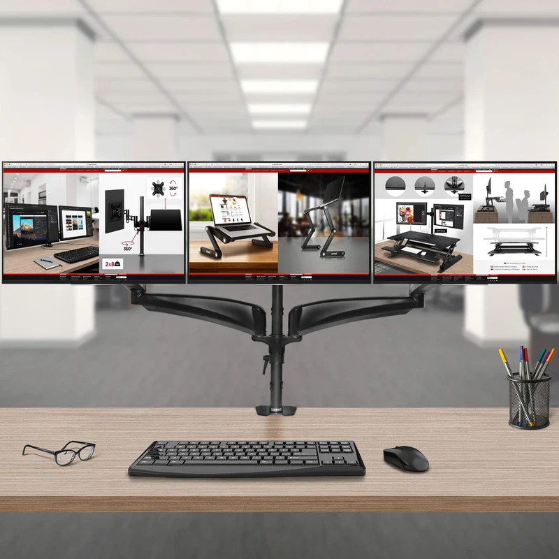 Duronic DM453VX1 Monitorarm | Monitor Halterung 4 Bildschirme bis 27" Zoll | LCD LED Display Ständer bis 6 kg | Höhenverstellbar | Neigbar -90° bis +45° | Drehbar 360° | Monitorhalterung 4fach VESA