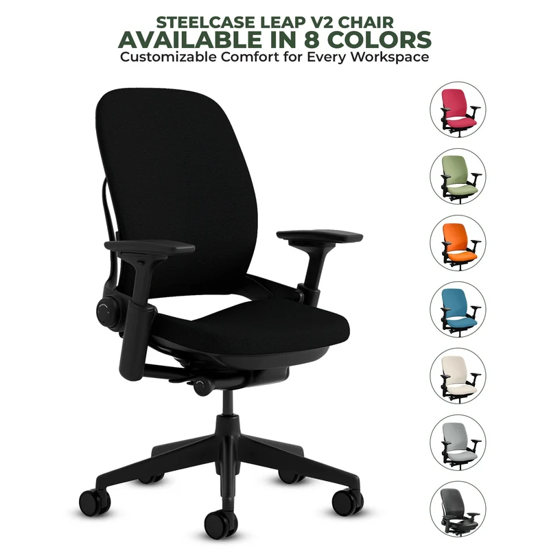 Steelcase Leap V2 Chair (Black Frame) Fully Renewed