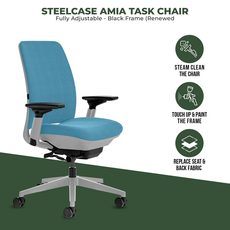 Steelcase Amia Task Chair (Platinum Frame) Fully Renewed