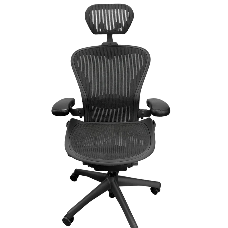 Herman Miller Aeron V1 (Classic) Chair and OLS Headrest Saving Bundle