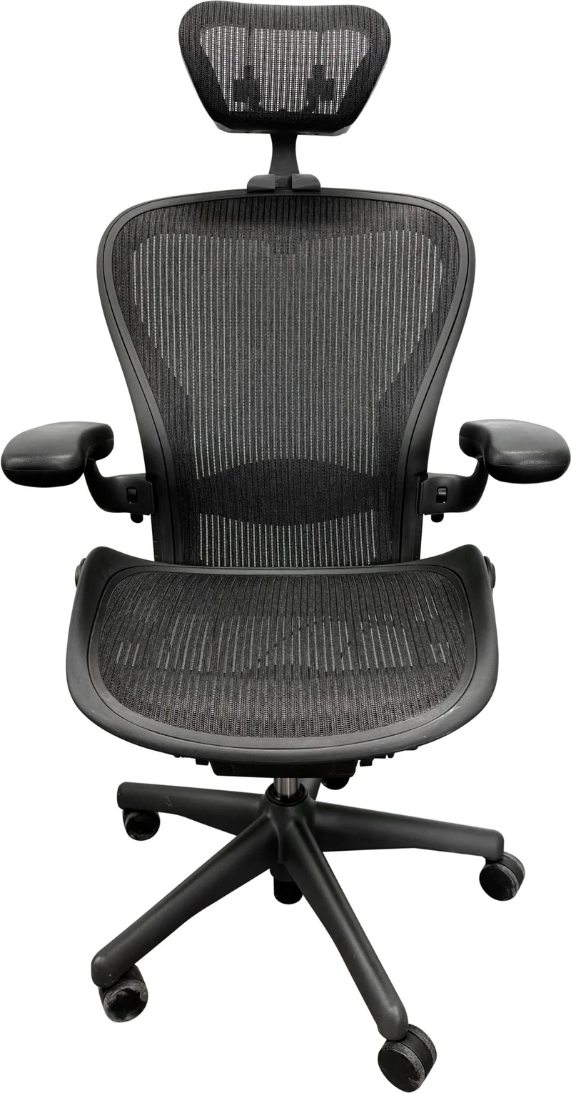Herman Miller Aeron V1 (Classic) Chair and OLS Headrest Saving Bundle