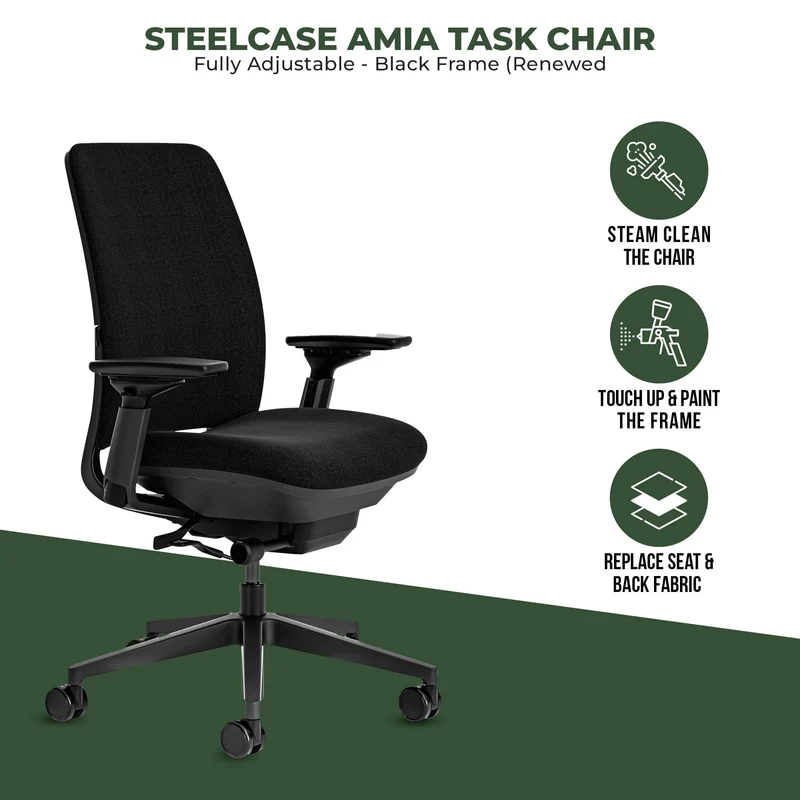 Steelcase Amia Task Chair (Black Frame) Fully Renewed