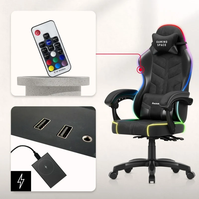 Huzaro Gaming-Sessel Velours Force 2.7 RGB Schwarz