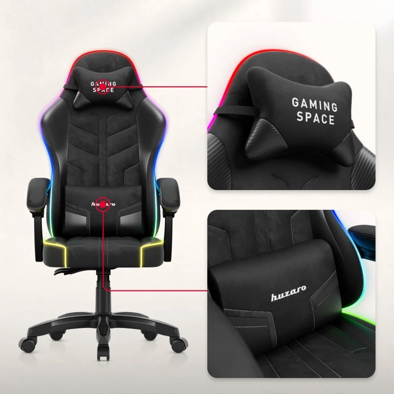 Huzaro Gaming-Sessel Velours Force 2.7 RGB Schwarz