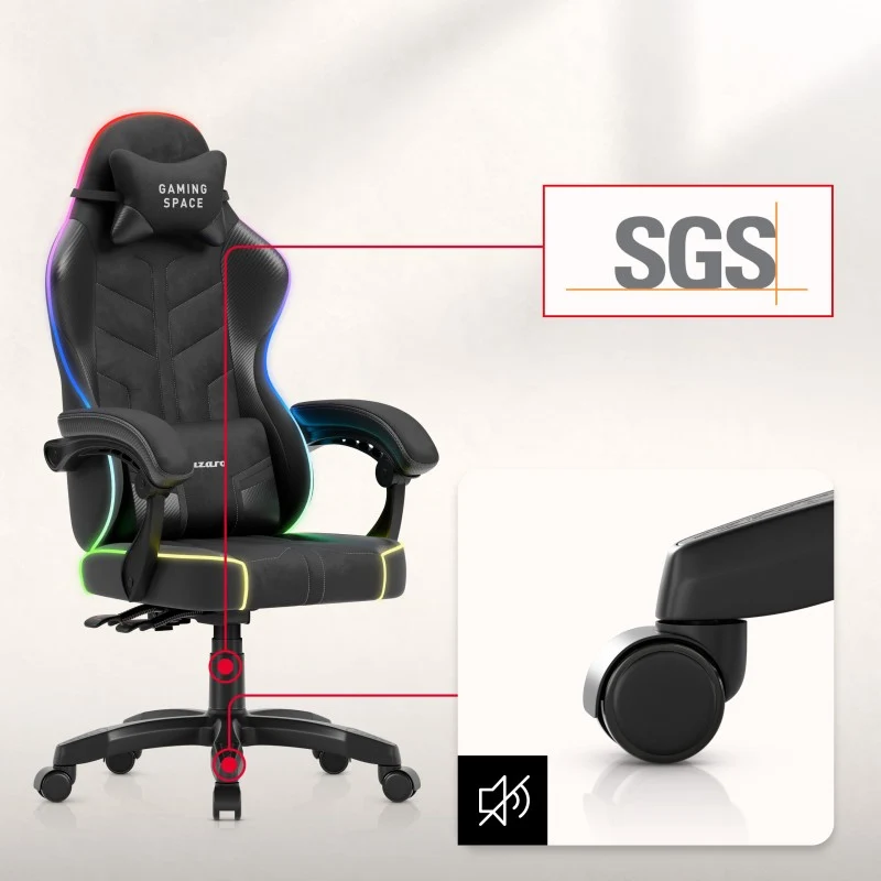 Huzaro Gaming-Sessel Velours Force 2.7 RGB Schwarz