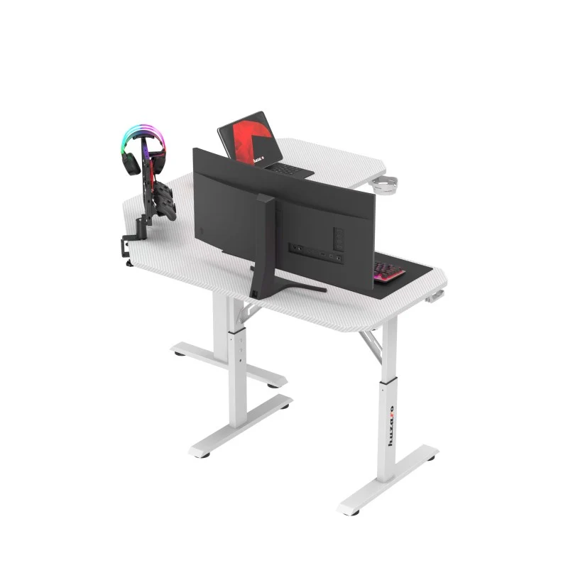 Huzaro Hero 7.3 White Eck-Gaming-Schreibtisch mit Höhenverstellung