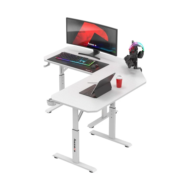 Huzaro Hero 7.3 White Eck-Gaming-Schreibtisch mit Höhenverstellung