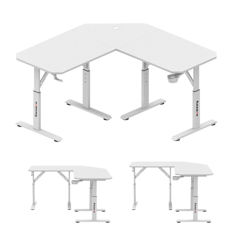 Huzaro Hero 7.3 White Eck-Gaming-Schreibtisch mit Höhenverstellung
