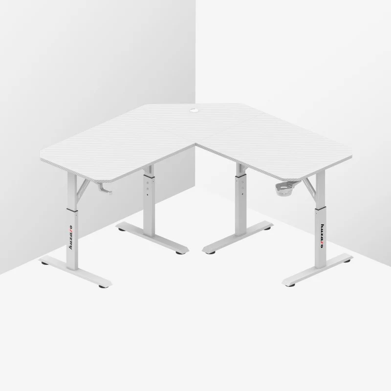 Huzaro Hero 7.3 White Eck-Gaming-Schreibtisch mit Höhenverstellung