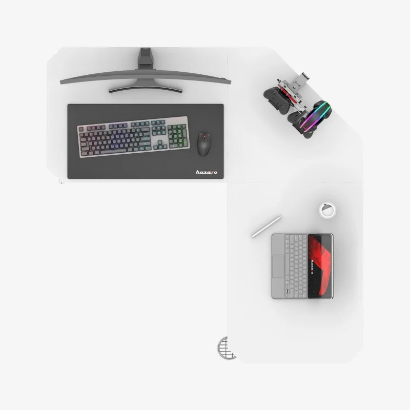 Huzaro Hero 7.3 White Eck-Gaming-Schreibtisch mit Höhenverstellung