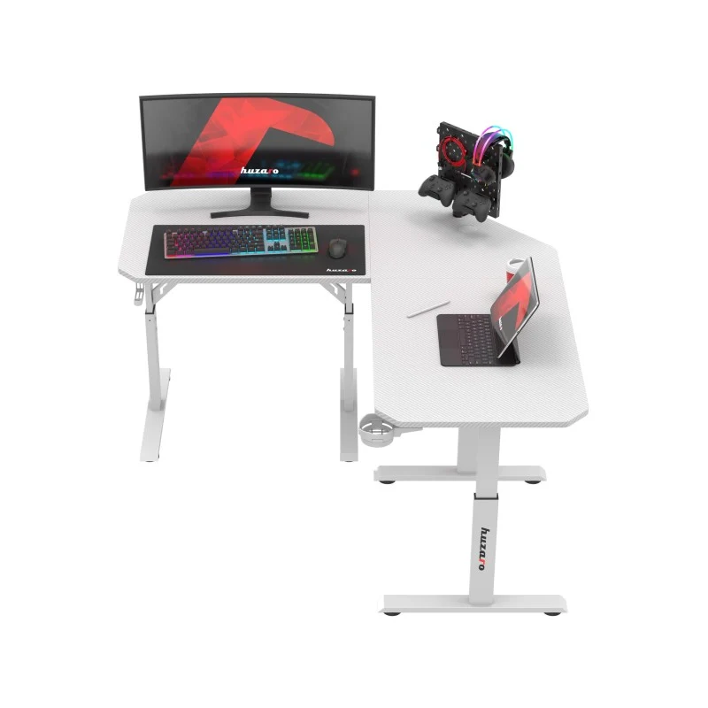 Huzaro Hero 7.3 White Eck-Gaming-Schreibtisch mit Höhenverstellung
