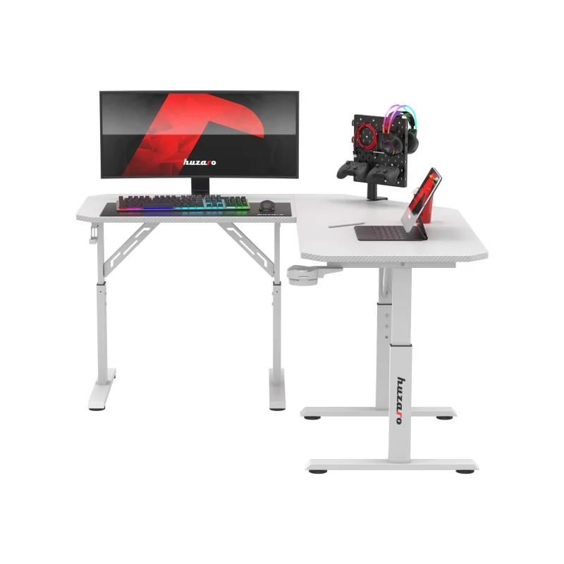 Huzaro Hero 7.3 White Eck-Gaming-Schreibtisch mit Höhenverstellung
