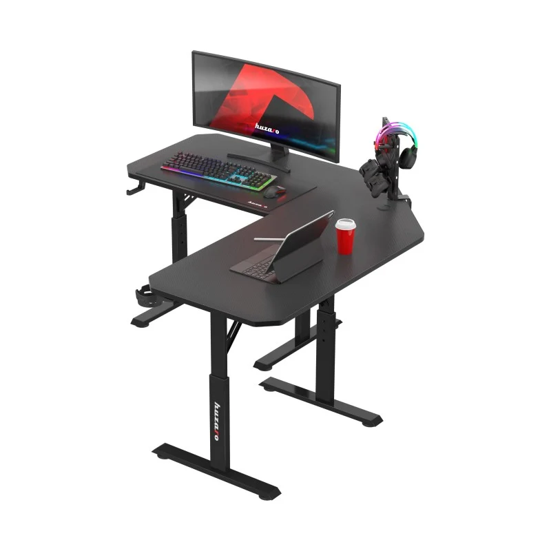 Gaming-Eckschreibtisch Huzaro Hero 7.3 Black mit Höhenverstellung