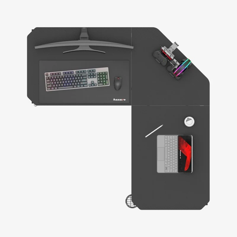 Gaming-Eckschreibtisch Huzaro Hero 7.3 Black mit Höhenverstellung