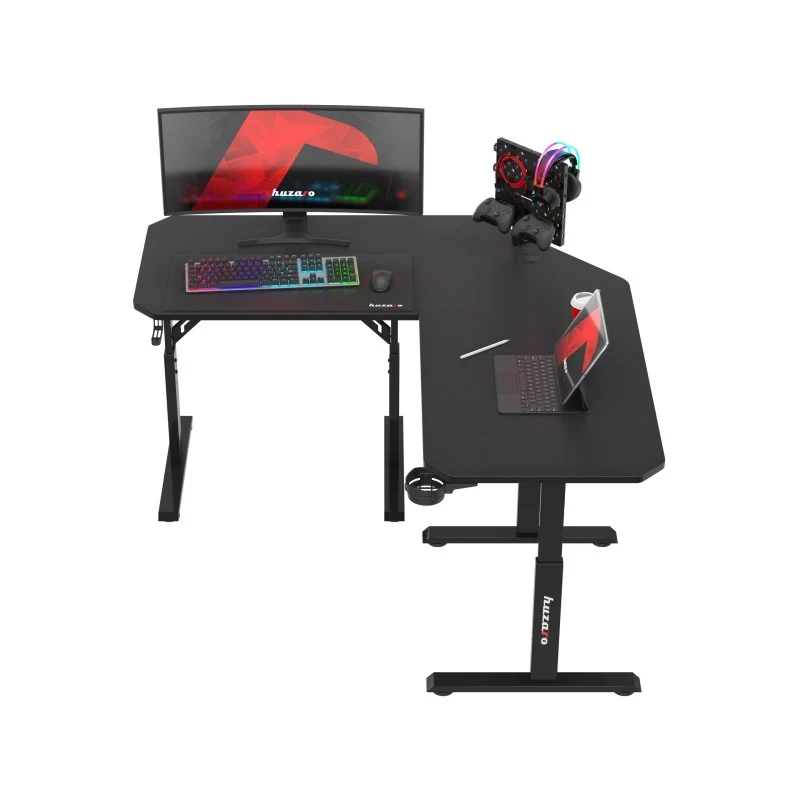 Gaming-Eckschreibtisch Huzaro Hero 7.3 Black mit Höhenverstellung